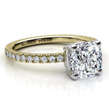 Blake cushion cut diamond ring with a diamond set band