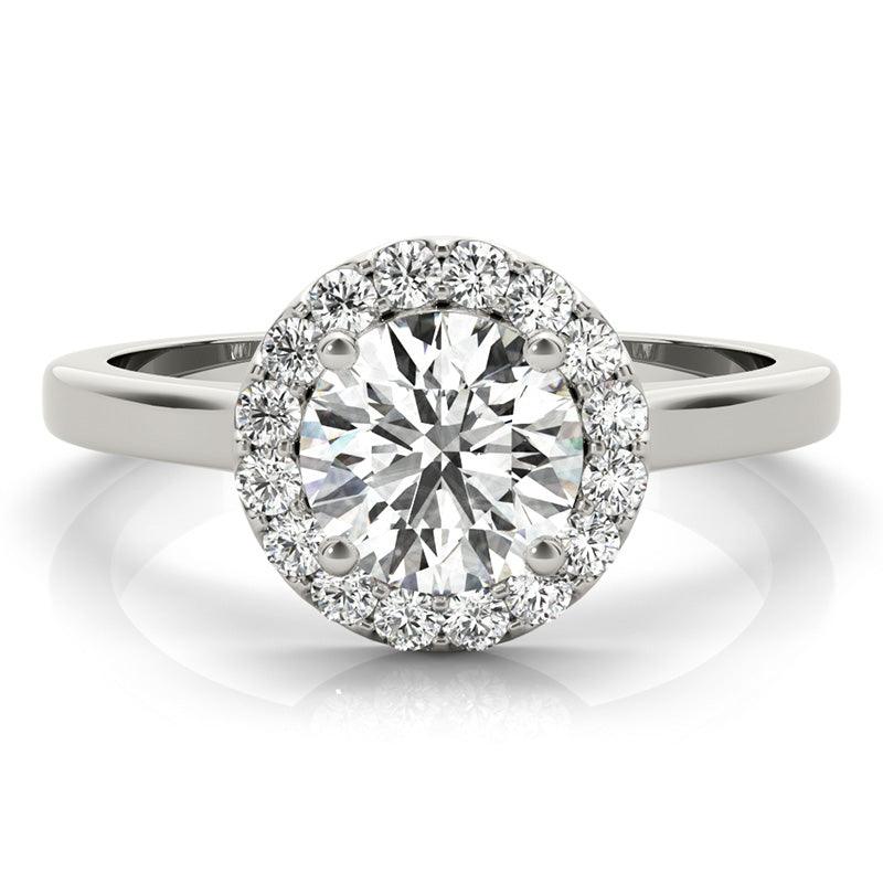 Callie White Gold - Round diamond ring with a halo — view 1