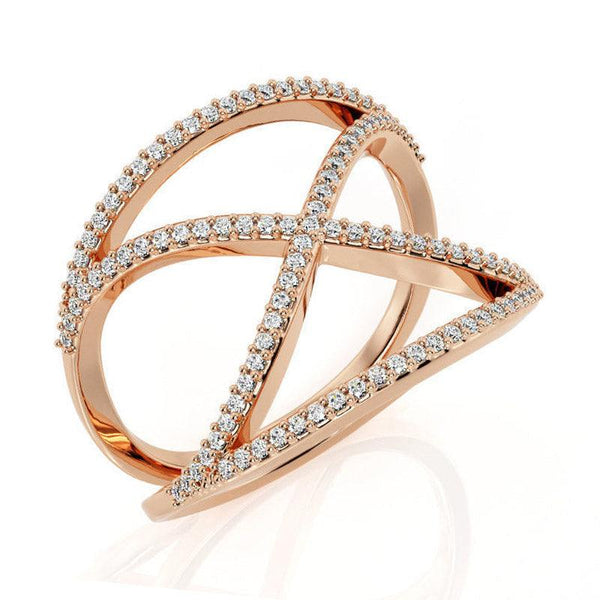 Calypso - pave set diamond dress ring. 100 diamonds, 0.50 carats. 18ct Rose gold.