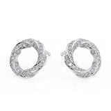 Camila - white gold diamond spiral earrings. Diamonds pave set into a spiral pattern. Front view