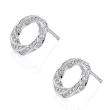 Camila - white gold diamond spiral earrings. Diamonds pave set into a spiral pattern. Side view