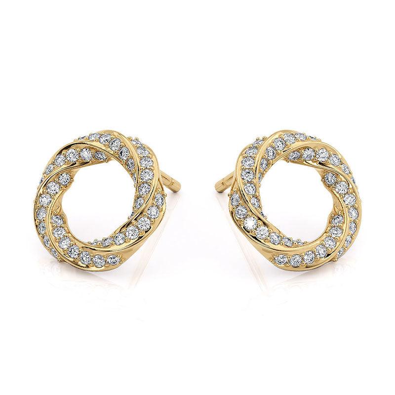 Camila - pave set diamond spiral earrings in gold. 18ct yellow gold. 0.45 carats of diamonds, view 1