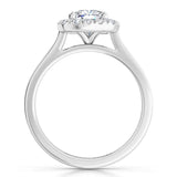 Carina Cushion Cut Ring - Side View with Plain Band.  18ct white goold
