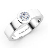 Carter white gold or platinum men's wedding ring. Single stone men's ring. Men's engagement ring.