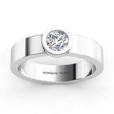 Carter men's single diamond wedding ring. Single stone men's ring. Men's engagement ring. white gold or platinum