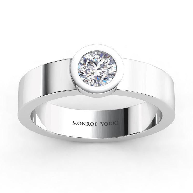 Carter men's single diamond wedding ring. Single stone men's ring. Men's engagement ring. white gold or platinum