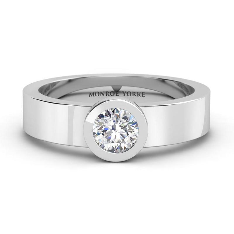 Carter single stone men's diamond ring. Men's engagement ring. Unique men's diamond ring.