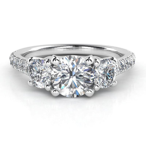 Casey - Three Diamond Ring with diamonds down the band.
