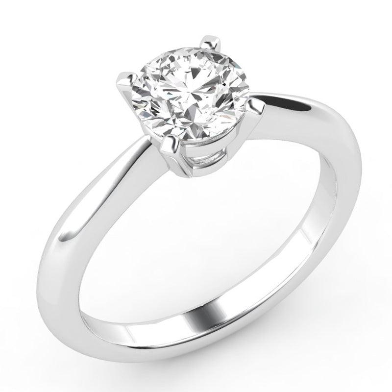 Cece in white gold - Four Claw Round Solitaire Diamond Ring.