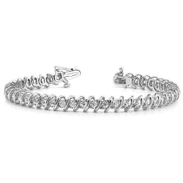 Charis - S-Link Diamond Tennis Bracelet, White Gold, Platinum