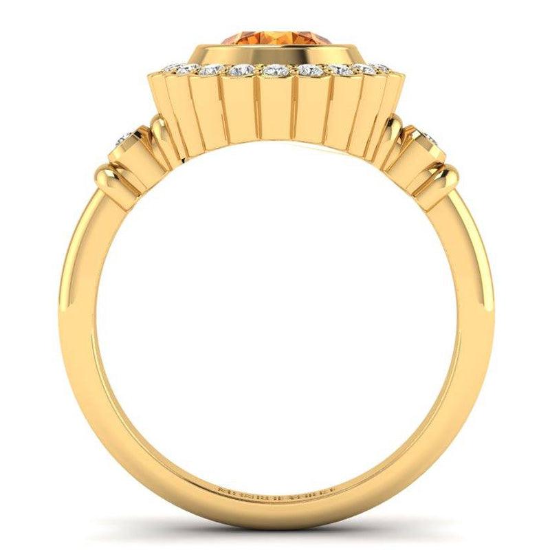 Citrine and Diamond ring made with Gold - Yellow gold — view 2