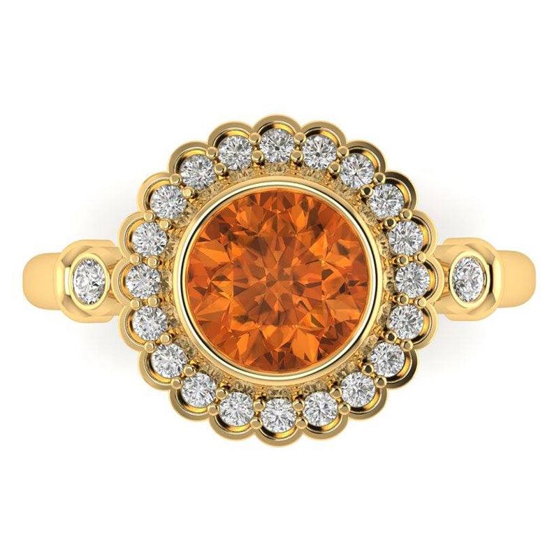 Citrine and diamond ring side view — view 3