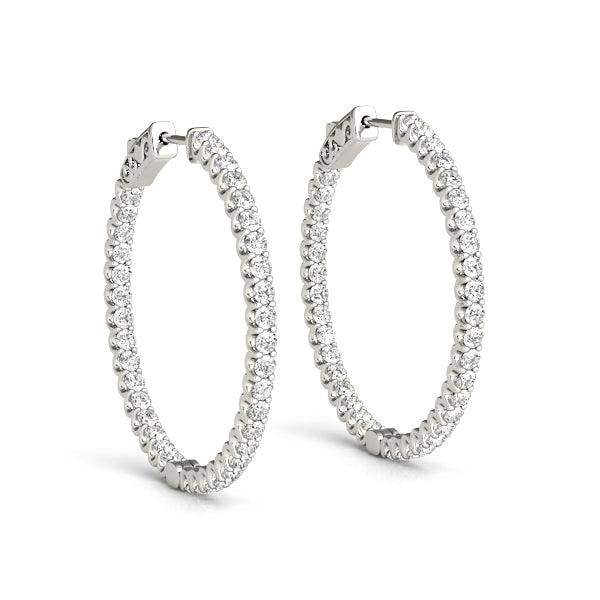 Colette - Inside out diamond hoop earrings, white gold. Diamonds set on the front and inside of the back of the hoops