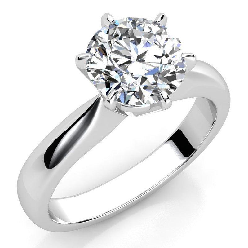 Daylin - Six Claw Round Diamond Solitaire Ring. White Gold