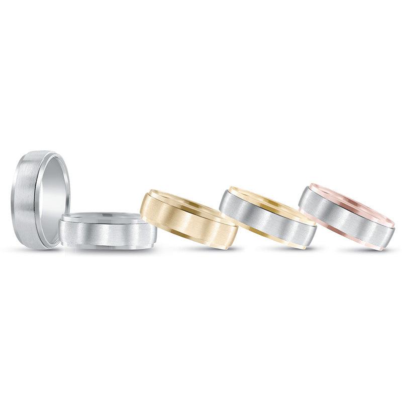 Delta - Mens two tone wedding band. Subtle Elegance