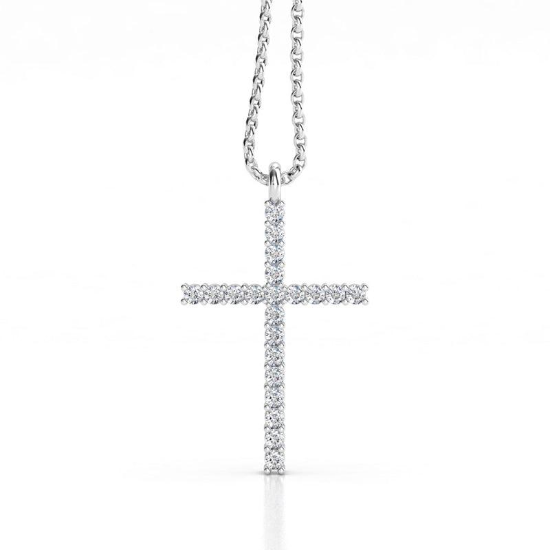 Diamond cross pendant. 0.35 carats of round diamonds. No metal visible from front. — view 1