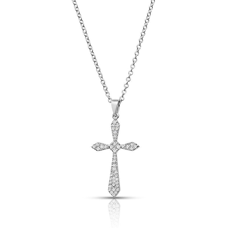 Diamond Cross Pendant, White Gold — view 1
