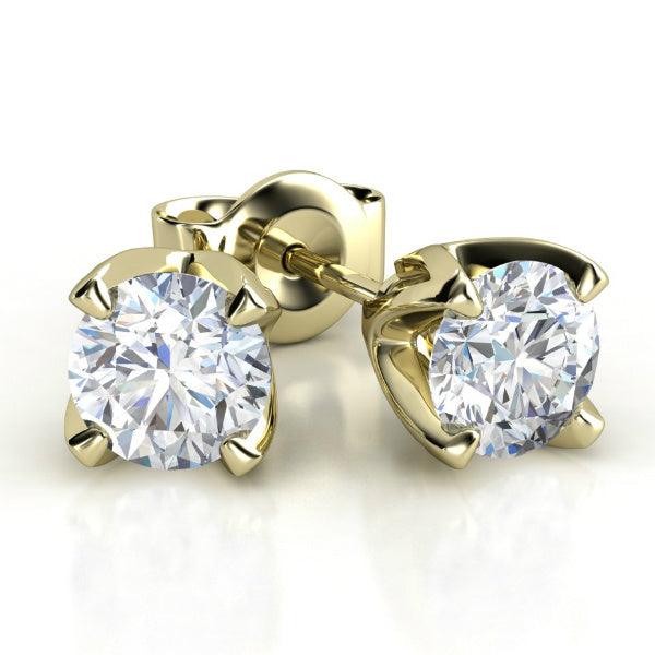 Ella - 4 claw diamond stud earrings. Yellow Gold. 0.40 carats — view 1