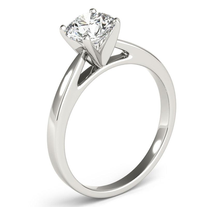 Side View: Elora - Round diamond 4 Claw Solitaire Ring. Platinum. — view 4