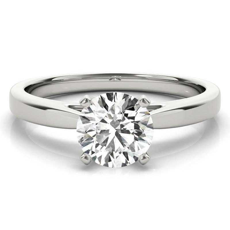 Elora - 4 Claw Solitaire Diamond Ring. Centre round diamond. 18ct white gold — view 1