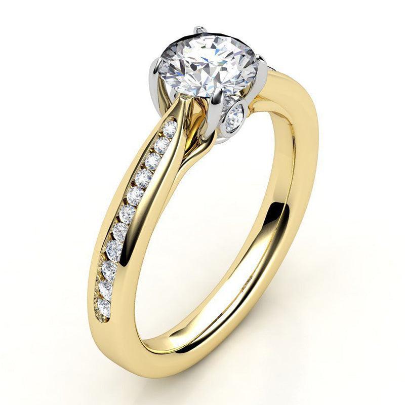 Emele - Unique Yellow Gold Diamond Engagement Ring — view 1
