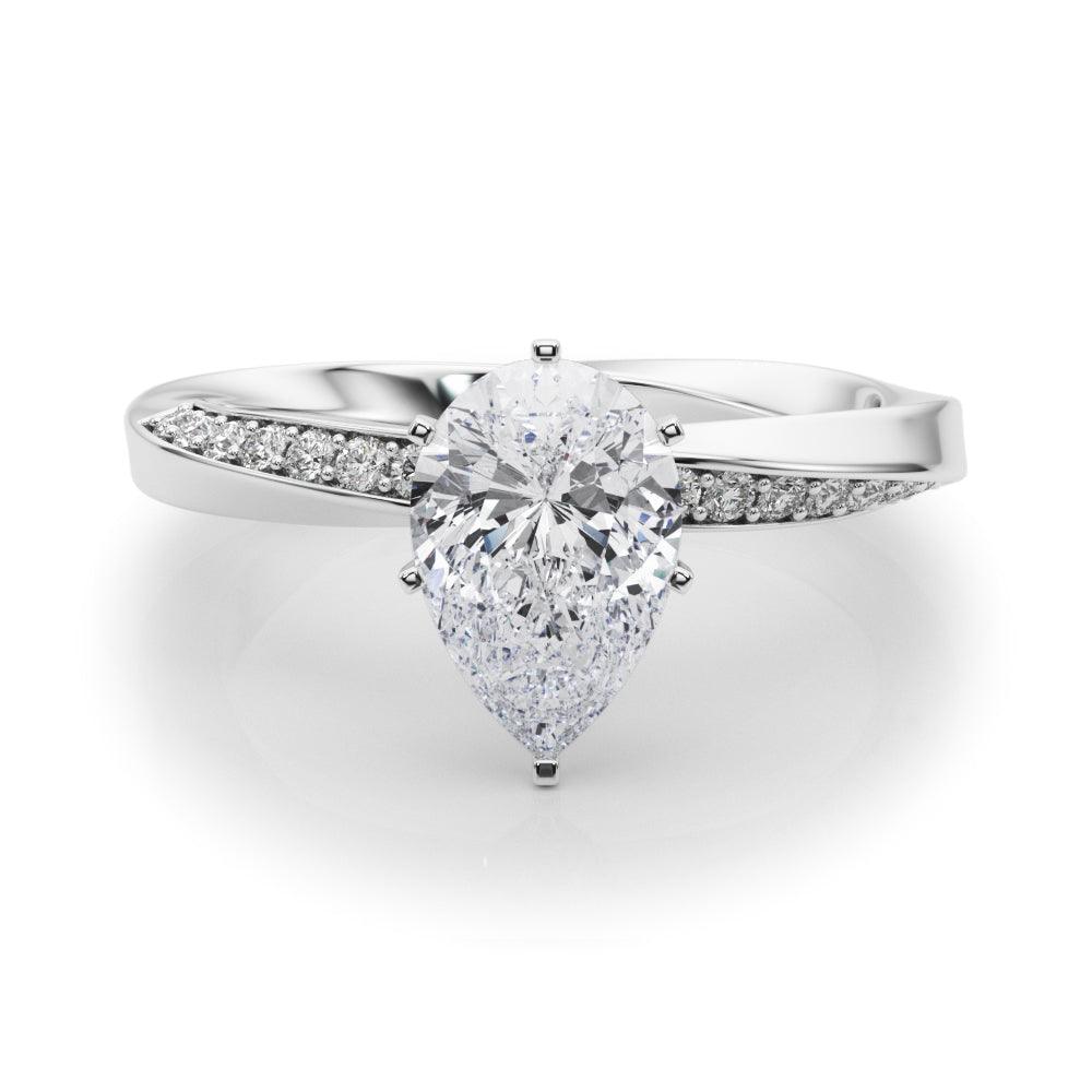 Etta — Pear Cut Lab Grown Diamond Engagement Ring with Pavé Band — hand-finished lab grown engagement ring by Monroe Yorke Diamonds — view 4
