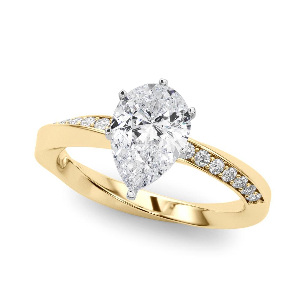 Etta — Pear Cut Lab Grown Diamond Engagement Ring with Pavé Band — hand-finished lab grown engagement ring by Monroe Yorke Diamonds — view 1