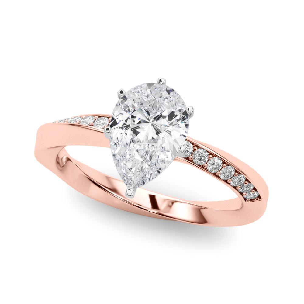 Etta — Pear Cut Lab Grown Diamond Engagement Ring with Pavé Band — hand-finished lab grown engagement ring by Monroe Yorke Diamonds — view 6
