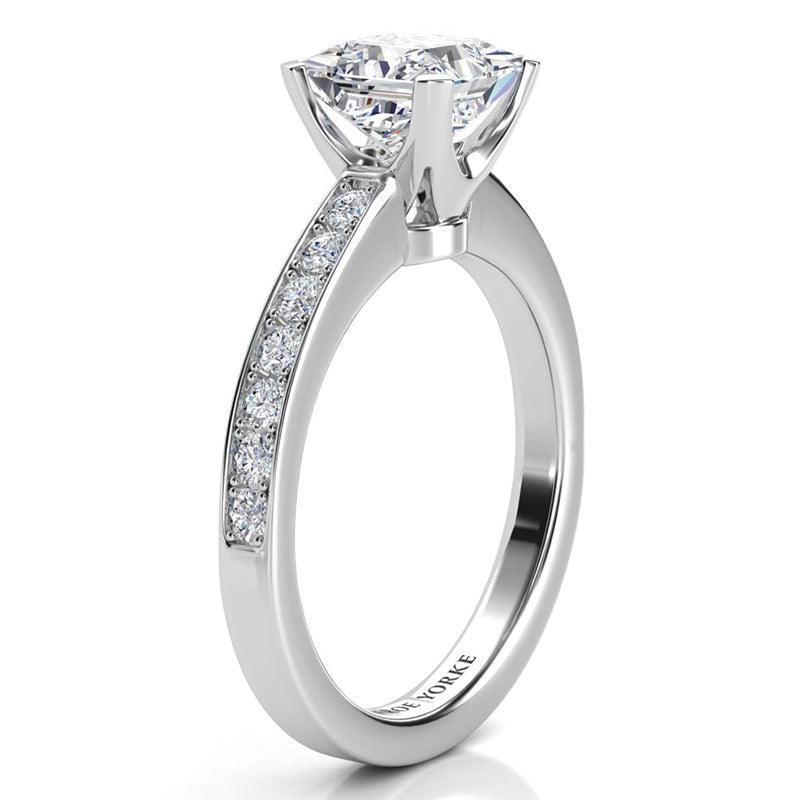 Fifth Avenue engagement ring - side view showing the fine intricate detail. 