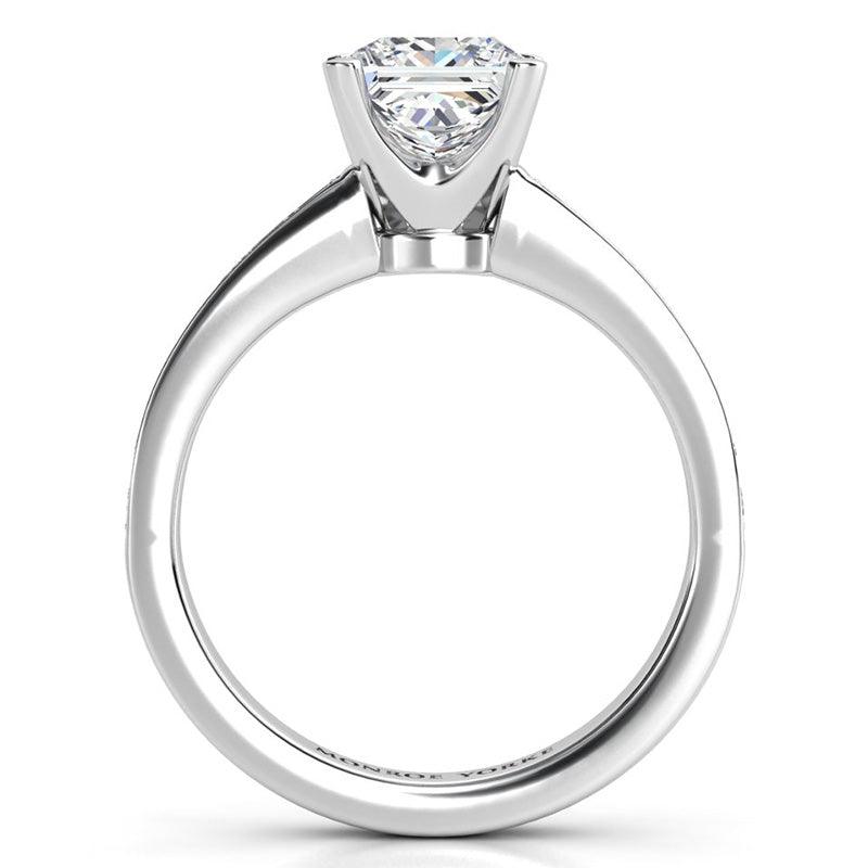 Fifth Avenue - Side view showing princess cut diamond in a beautiful setting. Platinum band and setting — view 5