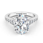Finley engagement ring with a premium oval cut diamonds in a 4 claw setting.  White gold
