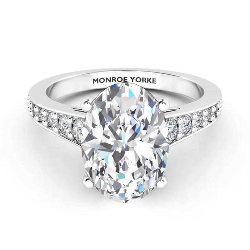 Finley - platinum engagement ring with a premium oval cut diamond — view 1