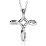 Fluid Wire Cross Pendant, White Gold or Platinum
