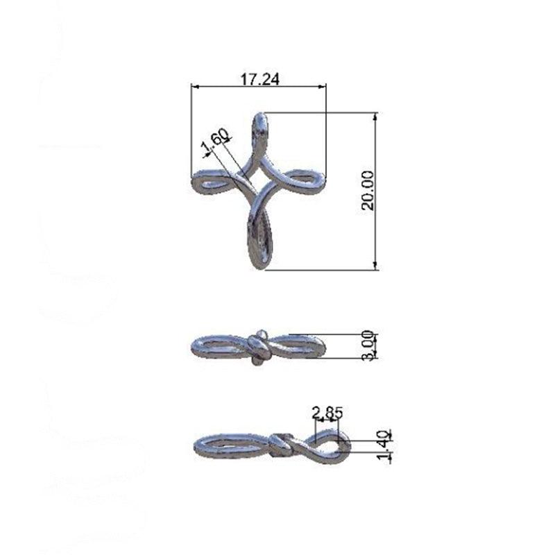 Fluid Wire Cross Pendant, measurements 