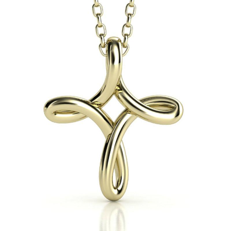 Fluid Wire Cross Pendant, Yellow Gold — view 1