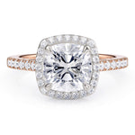 Frankie Rose Gold - Cushion Cut Halo Engagement Ring - Monroe Yorke Diamonds