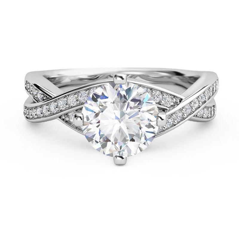 Galexia - unique diamond engagement ring. Intertwined bands — view 2