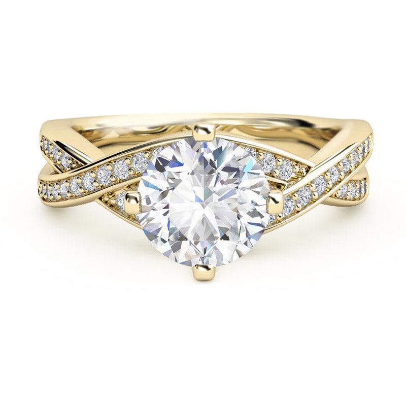 Galexia - unique diamond engagement ring. Yellow Gold Version — view 1