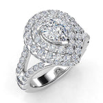 Gilana - Pear cut diamond, double halo ring. White gold