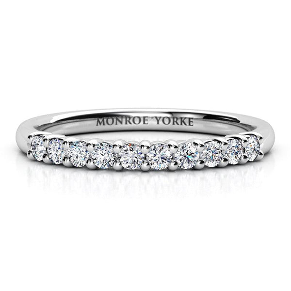 Flat view. Grace Diamond Wedding and Anniversary Ring. Round Diamonds 0.20 carats. Available in 18ct white gold, yellow gold, rose gold or platinum.