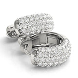 Ivy - Diamond Hoop Earrings, Diamond Huggies Earrings with 5 Rows of Diamonds. 0.75 carats. White Gold or Platinum 