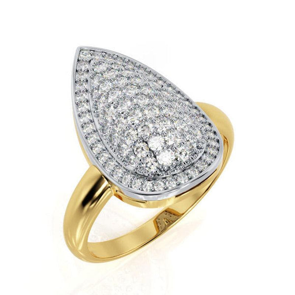 Kennedy - Pave set diamond dress ring in yellow gold. 1.00 carats of diamonds