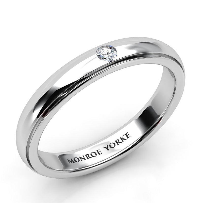 Khloe - Solo diamond wedding ring.  White gold or platinum