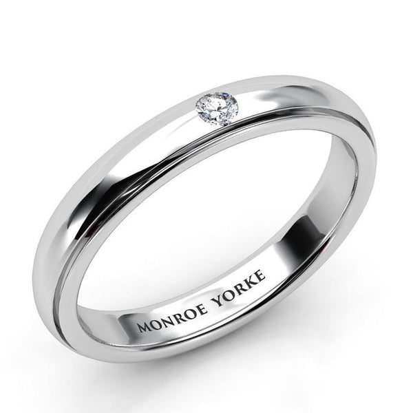 Khloe - Solo diamond wedding ring. White gold or platinum