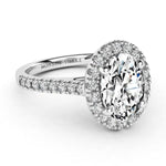 Beautiful Oval Cut Diamond Halo Ring Laurel. White gold or platinum