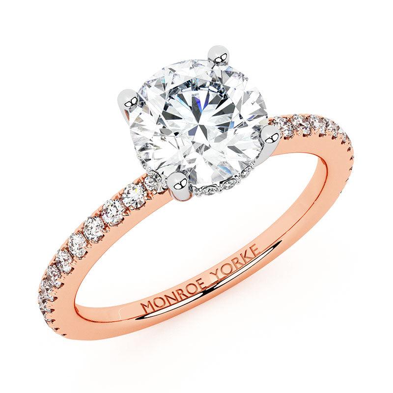 Liliana 18ct Rose Gold - Unique hidden halo rose gold engagement ring.