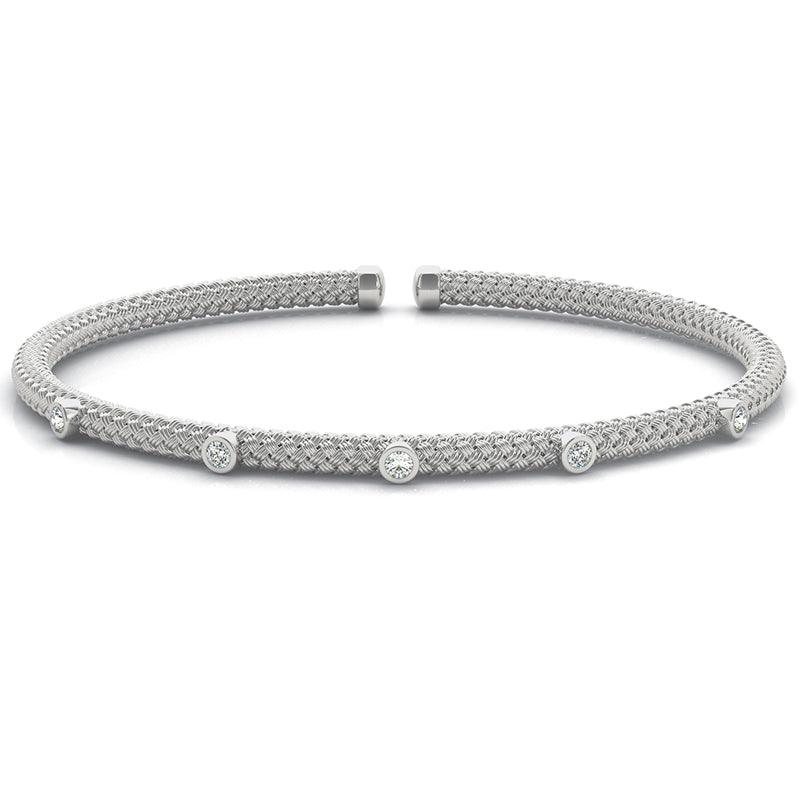 London white gold or platinum diamond bangle — view 1