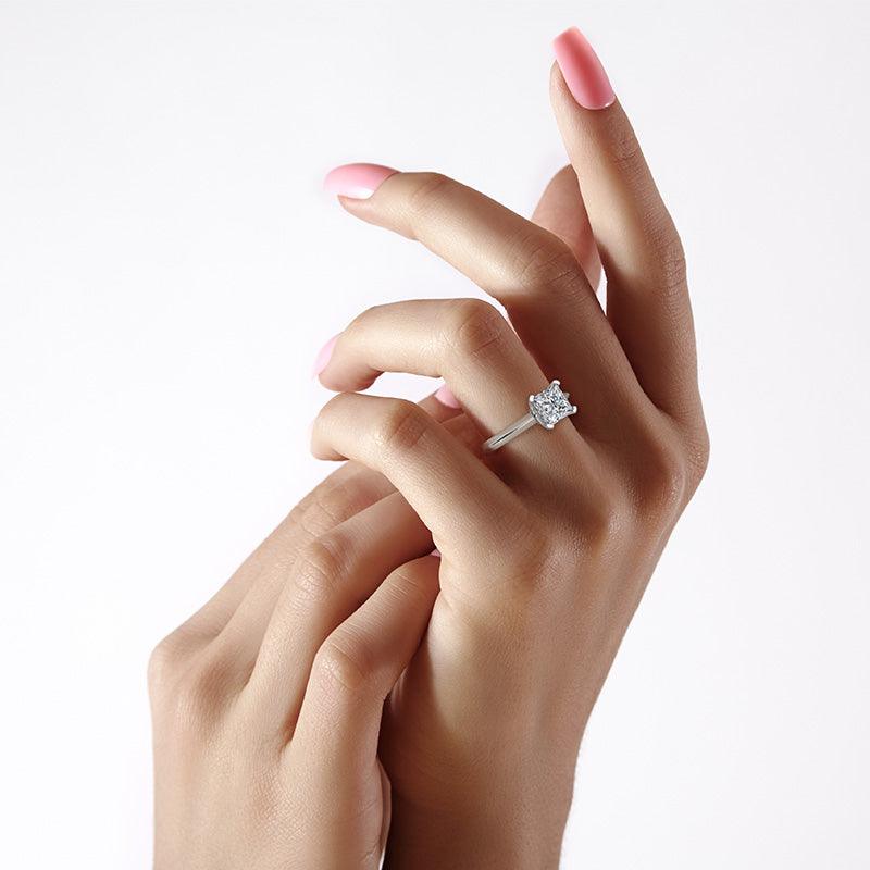 Louisa White Gold — Princess Cut Lab Grown Diamond Solitaire Ring — hand-finished lab grown engagement ring by Monroe Yorke Diamonds — view 2