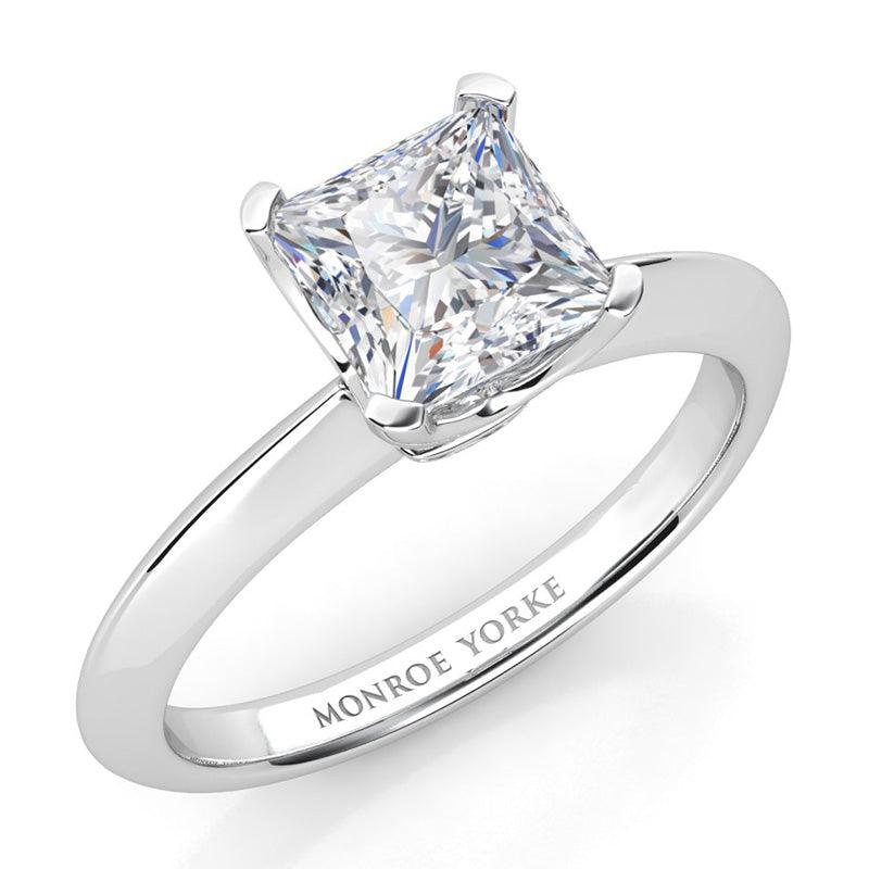 Louisa White Gold — Princess Cut Lab Grown Diamond Solitaire Ring — hand-finished lab grown engagement ring by Monroe Yorke Diamonds — view 1