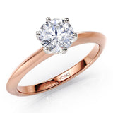 One carat lab grown diamond ring. 18ct rose gold ring with a knife edge.  Centre lab created diamond in a 6-claw setting